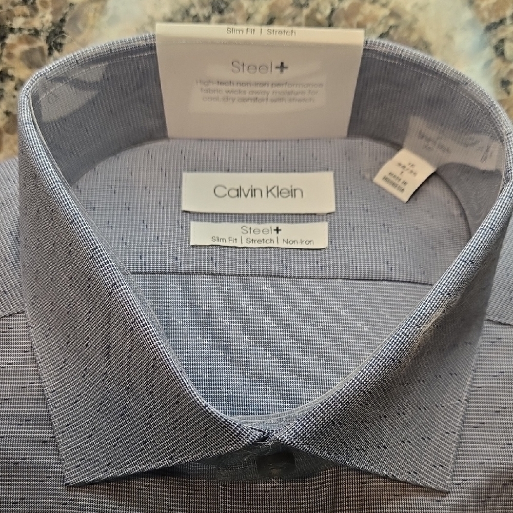 Calvin Klein Men's Steel Blue Dress Shirt - Picture 6 of 7